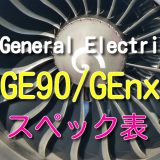 GE90 / GEnx シリーズ エンジン スペック・諸元表